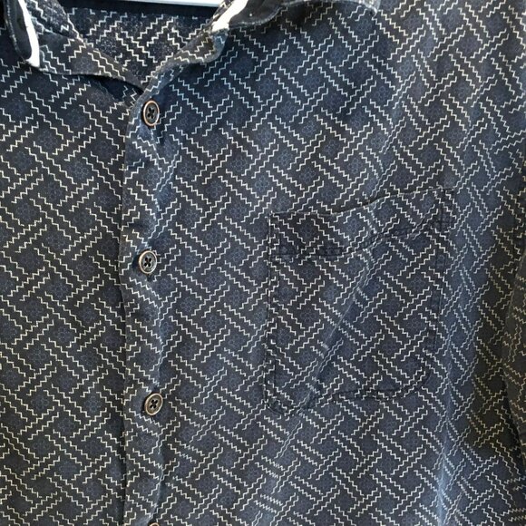 Nat Nast Silk Blend Geometric Design Mens SS Button Up Sz XL Shirt - Picture 2 of 8